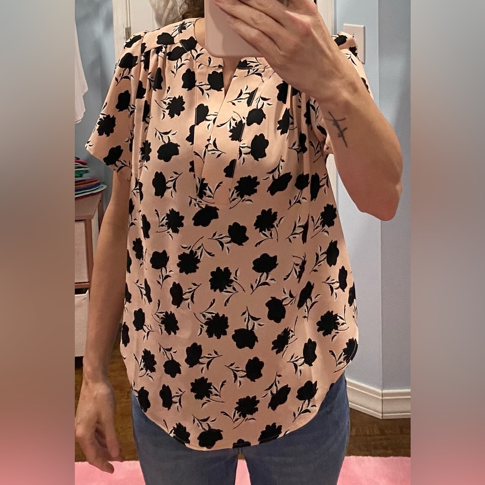 NWT Ann Taylor floral short sleeve dress shirt